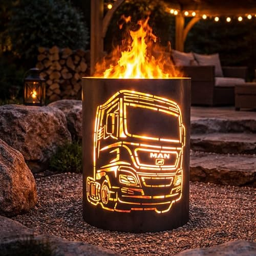 TiKo-Design® Feuertonne Feuerkorb mit MAN Truck Motiv