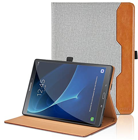 Hülle für Samsung Galaxy Tab A6 10.1 Zoll 2016 SM-T580/T585 PU Leder Schutzhülle mit Tasche und Stifthalter, Auto Schlaf/Aufwach Funktion Smart Cover mit Stand Funktion - Grau