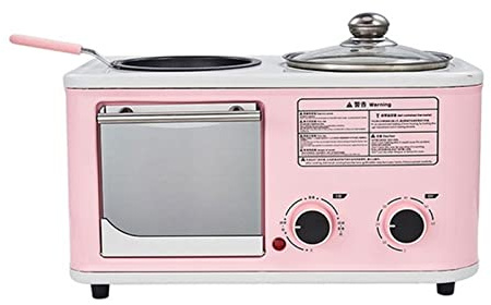 DieffematicMBJ Bread Maker Household Electric 3 in 1 Breakfast Machine Bread Toaster Oven Omelette Frying Pan Hot Pot Boiler Food Steamer Pasta Cooker (Color : Pink)