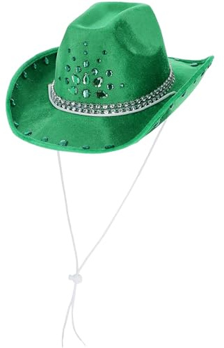 Smiffys 53051 strass cowboyhatt, unisex vuxen, grön & silver, en storlek