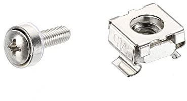 PATIKIL Rack Mount Cage Nuts M5x15mm Mounting Screws Iron Nickel Plated for Server Rack Cabinets with Washers, Silver Tone 20 Sets
