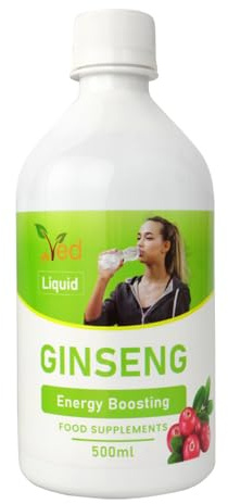 Ved Liquid Ginseng Nahrungsergänzungsmittel – mit Sibirischer Ginseng und Panax Ginseng – Für Energie und Vitalität – 33-Tage-Versorgung (500 ml, 1 Stück).