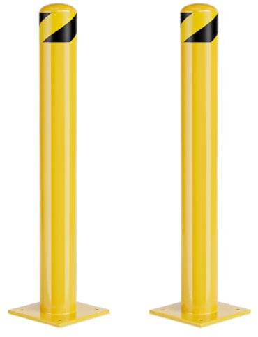 Safety Bollard Post, 36 Inch Height Steel Bollards, 4.5 Inch Diameter Parking Bollard, Yellow Powder Coated Safety Parking Barrier Post, for Traffic Sensitive Areas (36inch 2Pack)