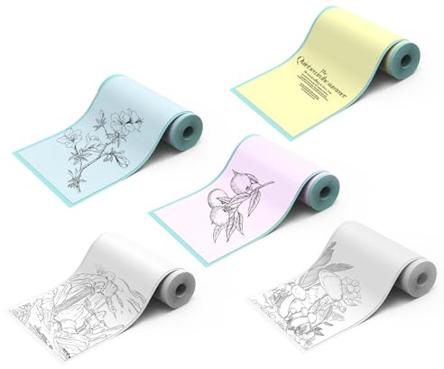 Lovcoyo de Papel para Impresora Mini Adhesivo Papel para Impresora Papel Térmico 57 x 25 mm Mini Impresora Instantánea Móvil Inalámbrica Blanco/Amarillo/Azul/Rosa