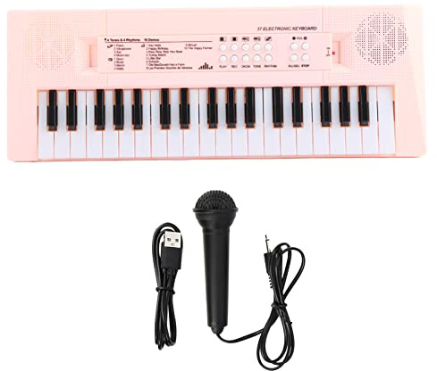 LOCADENCE Musik Tastatur, Kunststoff, 37 Tasten, Glatter Rand, Mehrere Tonale Song Rhythmus Percussion Optionen, Beschreibbare Tastatur mit Mikrofon für Anfänger (#4)