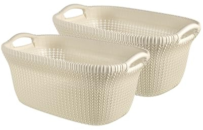 Curver Knit Wäschekorb - 40 l - 2 Stück -Weiß