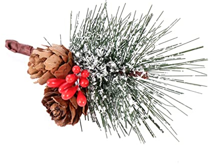 RORPOIR 6 Stück Weihnachtsdekoration mit Roten Beeren und Braunen Kiefernzapfen aus PVC und Naturmaterial Wiederverwendbar für Büro und Ausstellungsräume