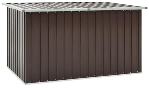 prissent Gartenbox 171x99x93 cm aus Stahl Deckboxen Metall Garten shedAuflagenbox Metall Storage Boxes Sitztruhe mit Stauraum Gartenmöbel Metall Braun