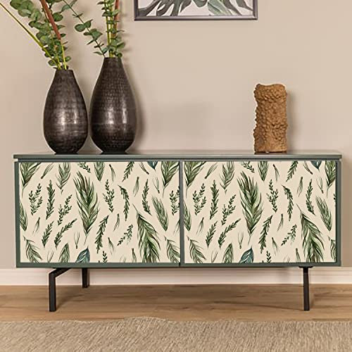 Papel Pintado Autoadhesivo Hojas Verdes De Olivo Vinilo Pared Impermeable Papel Pared Autoadhesivo Pelar y Pegar Papel Adhesivo Pared Muebles Decorativo Papel Pintado Pared 2P (40x250 cm)