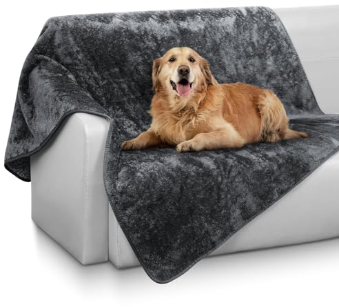 Maxetodo wasserdichte Hundedecke Outdoor, Flauschige Kuscheldecke Für Hunde Bis 32kg (127x153 cm), Maschinenwaschbar, Schwarz-Weiß, Ideal Für Camping & Reisen