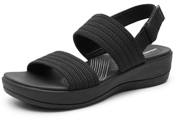 DREAM PAIRS Sandali da Trekking Donna Sandali Piatti Comodi Leggero con Zeppa Bassa e Plantare Morbido per Interni e Esterni,Size 39,Tutto Nero,DWUMFS2522