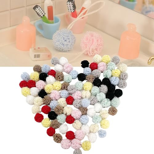 OHYER pompons zum basteln pompoms bommel pompom maker bunte pompons zum basteln wattebällchen filzkugeln bastelmaterial Flauschigen Plüschbälle Pom Pom Set Filzkugeln Bunt Klein Pom Poms (Farbe 100)