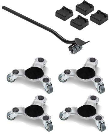 VEVOR Chariot de Déménagement 4PCS Déplace Meubles Lourds Capacité de Charge 200 kg 3 Roues Pivotantes Plateau Roulant Manutention Déménageur Acier au Carbone pour Meuble Réfrigérateur Canapé Armoire