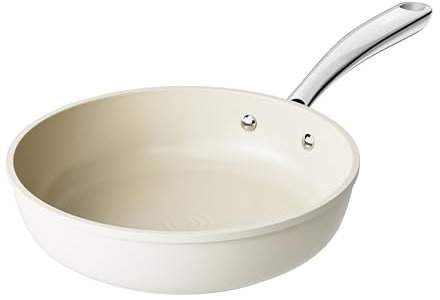 Redchef Ceramic Non Stick Frying Pans, Nonstick Frying Pan Skillet, Ceramic Egg Pan with Stay Cool Handle, Non Toxic Induction Pan for Cooking, PFOA & PFAS Free, Oven & Dishwasher Safe (8 Beige)