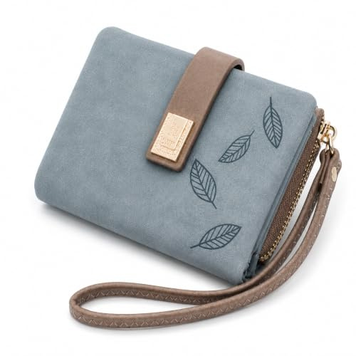 Alster Herz* Geldbörse Damen Klein – kompaktes Portemonnaie mit Reißverschlussfach, 6 Kartenfächer, ideal für kleine Taschen, veganes Leder (Blau)