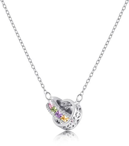 Linawe Edelsteine Anhänger Kette Damen, Statement Halskette Schmuck Set, Edelstahlkette Geburtsstein Kristall Kettenanhänger, Erhältlich in Gold, Roségold und Silber