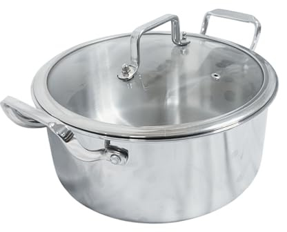 Reldor Stainless Steel 24 cm Casserole with Glass Lid, Stock Pot Cookware, Induction Saucepan, 3-Layer Construction for Even Heat Distribution, Oven & Dishwasher Safe, Eco-Friendly & Healthy Cooking