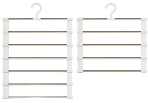 2 Pezzi Gruccia Pantaloni,Porta Pantalonis per Armadio,Multifunzionale Grucce per Pantaloni,Acciaio Inossidabile Grucce Pantaloni per Jeans,Pantaloni, leggings,Cravatta,Sciarpa (49 x 35.8 cm)
