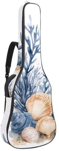 Tasche für Akustikgitarren, weiche Gitarrentasche mit 2 Taschen und Schlaufe zum Aufhängen auf der Rückseite, für 101,6 cm, 104,7 cm, 106,7 cm, klassische Gitarren, Aquarell, bunt, blau, rosa