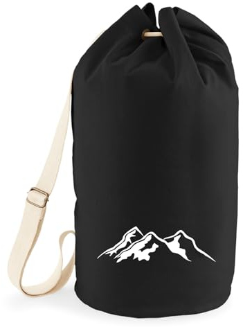 Huuraa Seesack Berg Silhouette Mountain 20 Liter Black Baumwolle Rucksack Geschenkidee