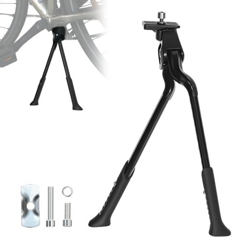 QWORK® Fahrradständer, Aluminium zweibeinständer Fahrrad, Einstellbar Ständer Fahrrad, für 24-29 Zoll Mountainbike, E-Bike, Cityrad