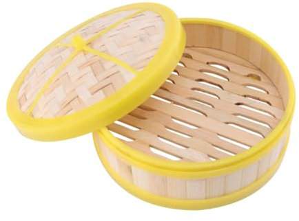Zerodeko Vaporera De Bambú Con Tapa Para Cocinar Dim Sum Dumplings Verduras y Arroz Ecológica y Resistente
