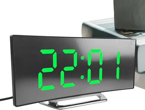 GjnjfdF Reloj Digital para Dormitorio | Reloj Despertador Digital con Pantalla LED | Pantalla Curva Silenciosa para Gestión del Tiempo en Dormitorio Sala de Meditación Cocina Personas Mayores