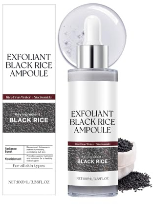 Siero Esfoliante Viso al Riso Nero, Gel Esfoliante per il Viso, Scrub al Riso, Leggero e non Appiccicoso per Tutti i Tipi di Pelle