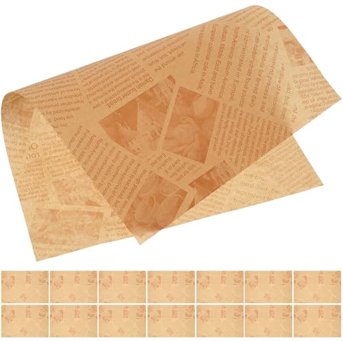 Uonlytech 120 feuilles Papier Sulfurisé Antiadhésif et Anti-graisse pour Pâtisserie Cuisson et Emballage Alimentaire Doublure Écologique pour Sandwichs Hamburgers Frites et Snacks
