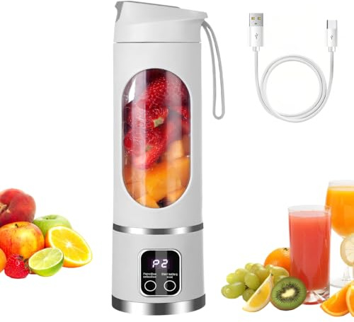 Portable Blender Cup,450ml Smoothies Shakes Maker with 12 Sharp Blades & 1500mAh Battery USB Rechargeable for Kitchen Travel Office Sport Gym Camping