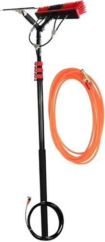 Fensterreinigungsbürste, 3.6 Meter ausziehbare Teleskopstange mit Wasserzufuhr, Reiniger für Solaranlagen(9.2m/30ft&Head35cm)