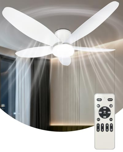 106cm Ceiling Fans with Lights and Remote For Living Room (White 5-blade)