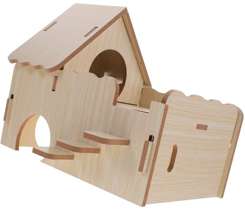 JEWEDECO Maison en Bois pour L'entraînement Divertissement des Petits Animaux pour Cochons d'Inde et Hamsters Cachette Naturelle Échelle Ondulée