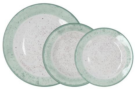 Quid Vajilla de porcelana Faro 18 piezas para 6 personas | Turquesa, diseño redondo, acabado decorado, apta para microondas