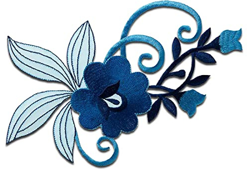 Catch the Patch Blume Blumenornament - (Größe: 17,5 x 11 cm) Aufnäher, Bügelbilder, Aufbügler, Applikationen, Patches, Sticker zum Aufbügeln oder Aufnähen – für Kleidung, Taschen, Jacken