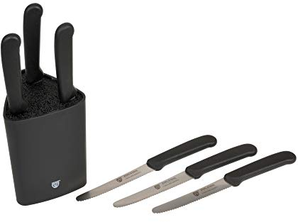 Gräwe Bloc à couteaux universel avec 6 couteaux de petit-déjeuner Noir Bloc à couteaux avec 7 couteaux Noir