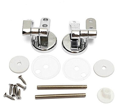 WC-Sitz-Scharnier-Armaturen und -Befestigungen, Chrom, Scharniere für Holz-WC-Sitze, inkl. Beschläge (4 x 3,5 x 3 cm, Silber)