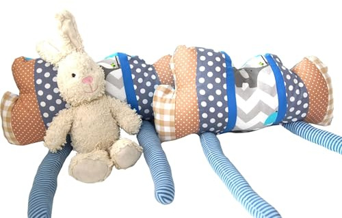 bab-Berlin Wolkenkissen in Blau Beige mit Elefanten, Deko Kissen Wolke, Kinderkissen Patchwork Handmade