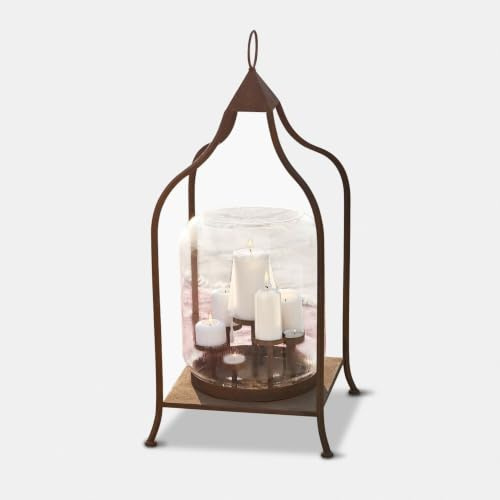 Loberon Laterne Ilana, antikbraun | Orientalisches Design - Sieben Kerzenhalterungen - Abnehmbare Glocke - Vintage-Charme - für Innen & Außen - Wohn-Accessoire