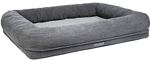 ONVAYA® Hundebett | passend für orthopädisches Hundekissen | weiches & kuscheliges Hundesofa | Hundecouch mit hohem Rand | für große und kleine Hunde | Bezug waschbar | Grau (M (98x75x18 cm)