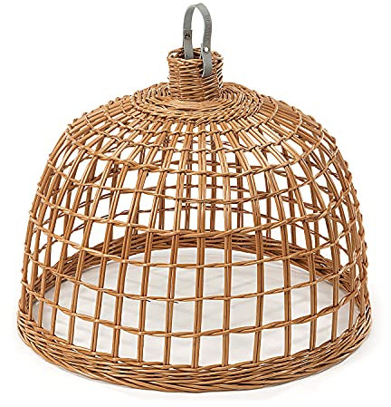 e-wicker24 Alles aus Weide DESAYER 50cm ROUND WICKER LAMP SHADE HAND WRAPPED NATURAL BASKET COLOUR
