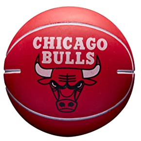 Wilson Pallone da Basket, NBA Dribbler, Chicago Bulls, Utilizzo Indoor e Outdoor, Taglia per Bambini, Nero/Rosso
