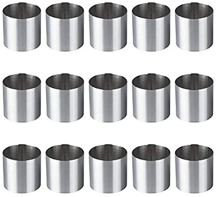 RONGKUN 15 Pieces Mini Cake Ring, Stainless Steel Baking Mold for Tart, Fondant, Chocolate