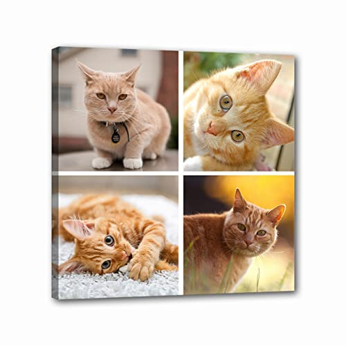 LZIMU Collage Foto Custom Leinwanddruck mit Ihren Fotos Personalisierte Leinwand Poster Personalisierte Collage Bild Leinwand für Heimdekoration(Collagenbild-3(40.00 x 40.00 cms))