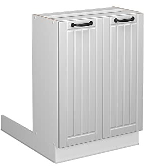 Vicco Kücheninsel Fame-Line, Weiß Landhaus, 60 cm | MDF-Front · 1 Einlegeboden · Höhenverstellbare Füße · Metallgriffe · Soft-Close