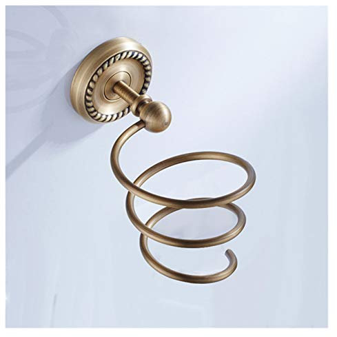 Bathroom towel bar Bronze Bathroom Accessories Antique Toilet Brush Holder Vintage WC Roll Paper Holder Ceramic Double Cup Holder Brass Soap Dishes (Color : Hairdry Holder)