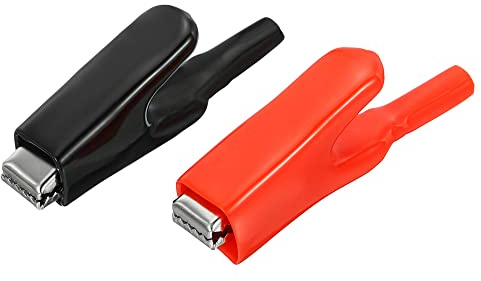 YOKIVE 2 Pz Morsetti A Coccodrillo, Pinze Isolate Per Test Batteria | Collegamento Alimentazione, Ideali Per Test Elettrici (Nero, Rosso, Argento, 100A, 3.7 Pollici)