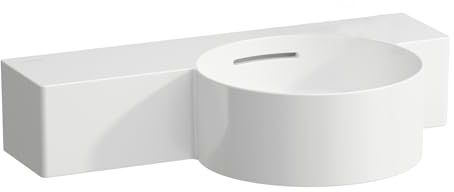 LAUFEN VAL Handwaschbecken, ohne Hahnloch, Ablage links, mit Überlauf, schneidbar, 550x315mm, H8152847578131, Farbe: weiß matt