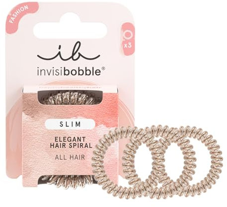 invisibobble Slim Haargummi Bronze Me Pretty I 3x Dünne Haargummis bronze für Mädchen & Damen I eleganter Look & starker Halt I designed im Herzen Münchens, 1 stück (3er Pack)