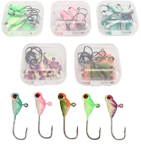 Topyond 50 Stück Eisfisch Jigs, Angelköder Fische Angeln Set,Kunstköder Hecht, Tragbar Und Professionell Für EIS Angelköder Für Panfish Crappie